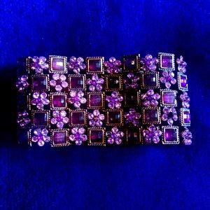 Purple & Gold Stretch Cuff Bracelet